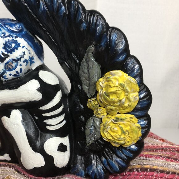 Angel Cherub Dia de Muertos Day of the Dead 5-1/4" Yellow and Blue - Picture 10 of 10